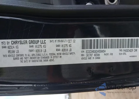 2013 Dodge Charger Se from USA, damaged, VIN 2C3CDXBG6DH550054